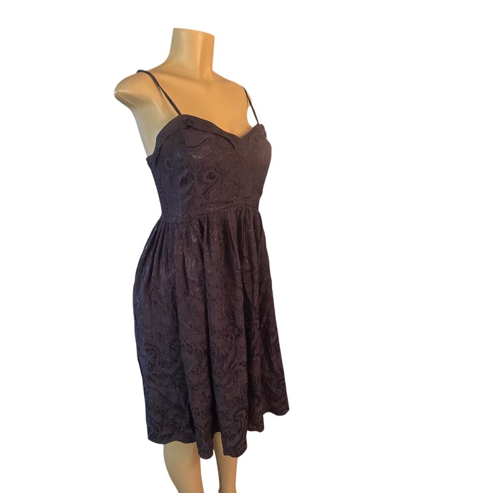 Women 6 Anthropologie Maple by Some Odd Rubies Bovary Cami Navy Brocade Dress
